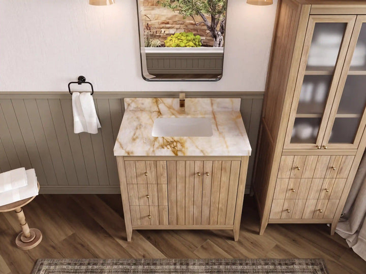 Atlanta Teak Wood 36 in. W x 22 in. D Center Sink Bathroom Vanity - photo 52