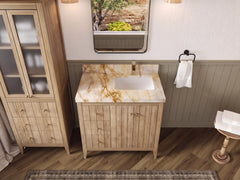 Atlanta Teak Wood 36 in. W x 22 in. D Right Offset Sink Bathroom Vanity - photo 43