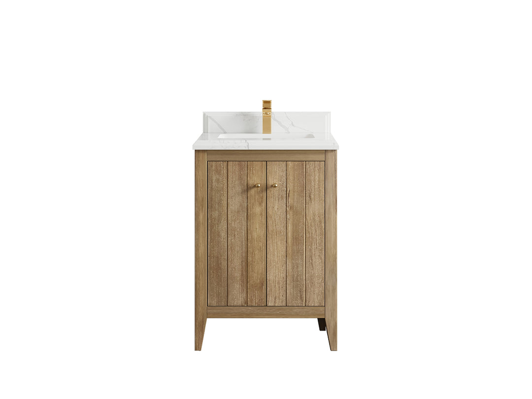 Atlanta Teak Wood 24 in. W x 22 in. D Single Sink Bathroom Vanity