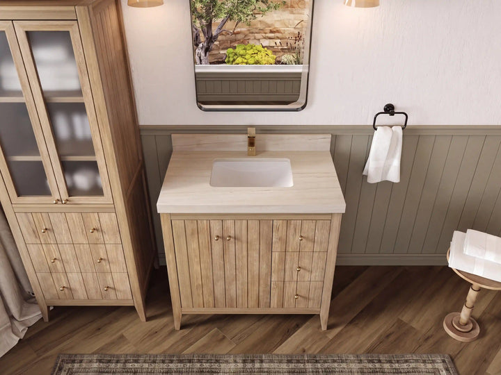 Atlanta 36 in. W x 22 in. D Teak Wood Center Sink Bathroom Vanity - photo 54