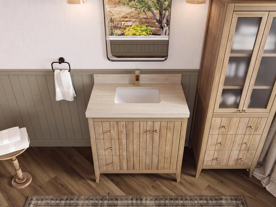 Atlanta Teak Wood 36 in. W x 22 in. D Center Sink Bathroom Vanity | 
              
                Light Gray Washed
                
                  
             - ATL_TK_LGW_WHQZ_36CR - photo №53