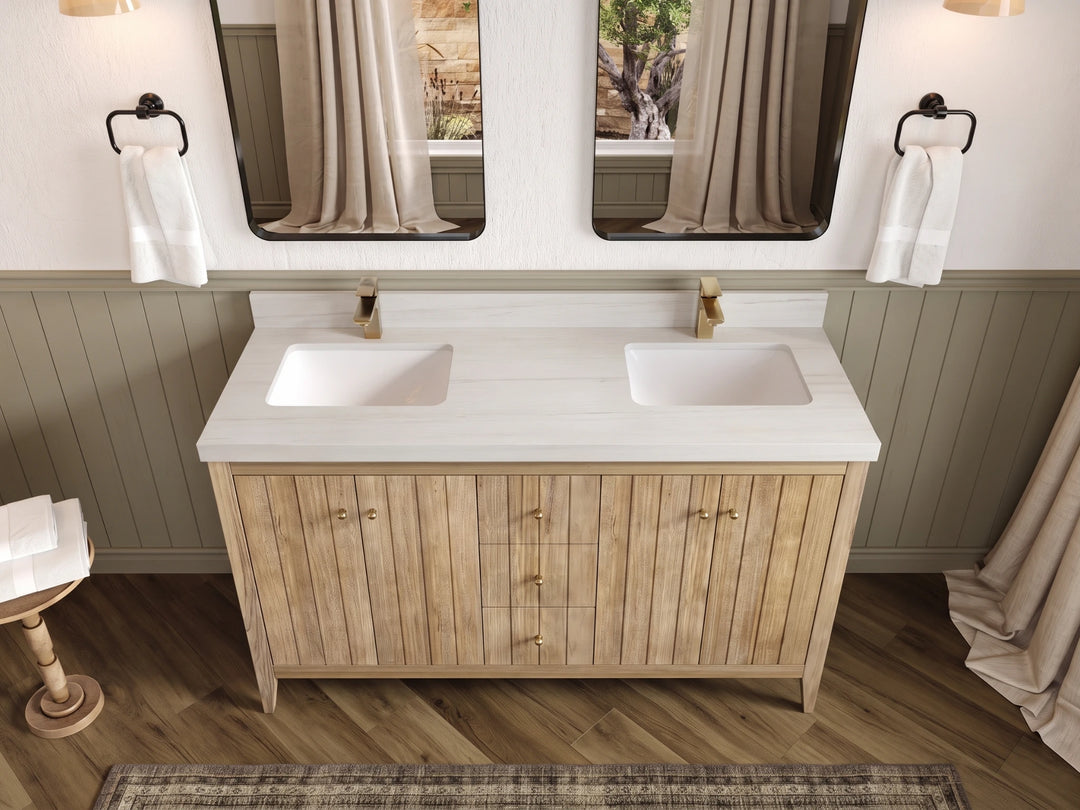 Atlanta Teak Wood 60 in. W x 22 in. D Double Sink Bathroom Vanity | 
              
                Light Gray Washed
                
                  
             - ATL_TK_LGW_WHQZ_60D - photo №59