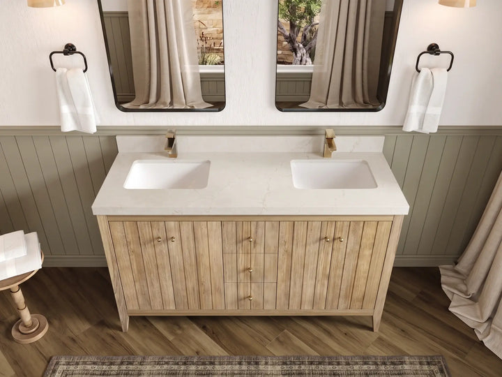 Atlanta Teak Wood 60 in. W x 22 in. D Double Sink Bathroom Vanity - photo 48