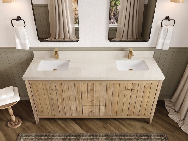 Atlanta Teak Wood 72 in. W x 22 in. D Double Sink Bathroom Vanity - photo 50