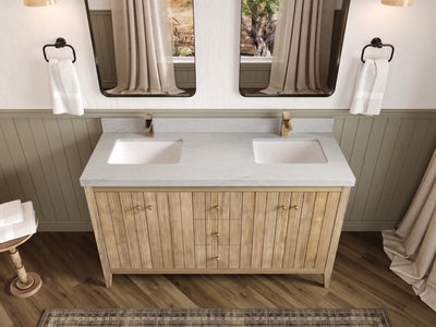 Atlanta Teak Wood 60 in. W x 22 in. D Double Sink Bathroom Vanity