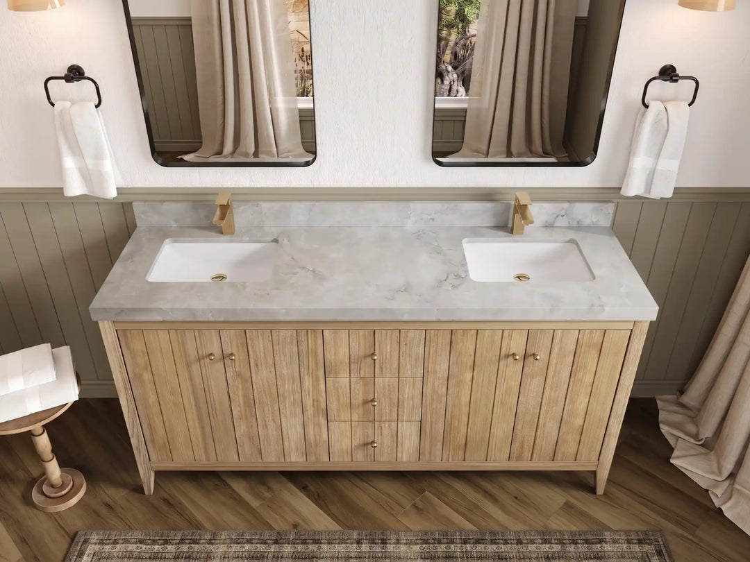 Atlanta Teak Wood 72 in. W x 22 in. D Double Sink Bathroom Vanity | 
              
                Light Gray Washed
                
                  
             - ATL_TK_LGW_WHQZ_72D - photo №49