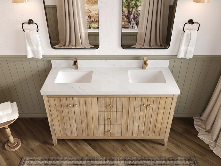 Atlanta Teak Wood 60 in. W x 22 in. D Double Sink Bathroom Vanity - photo 51