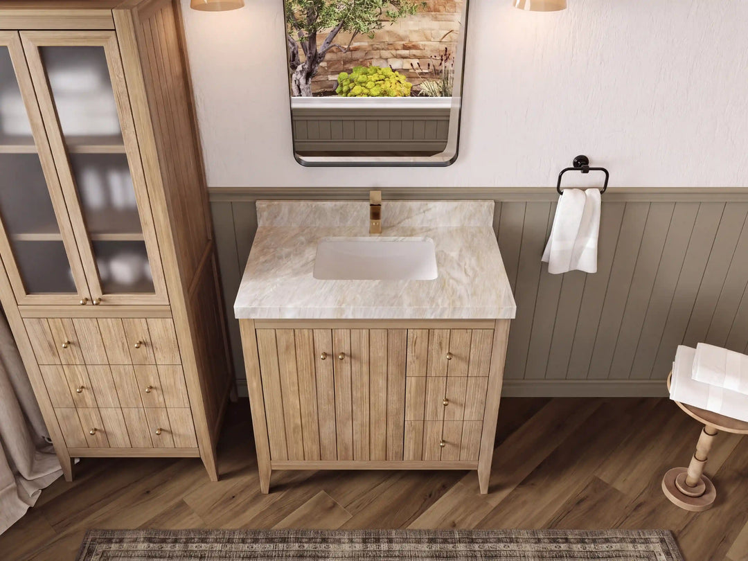 Atlanta Teak Wood 36 in. W x 22 in. D Center Sink Bathroom Vanity | 
              
                Light Gray Washed
                
                  
             - ATL_TK_LGW_WHQZ_36CR - photo №54