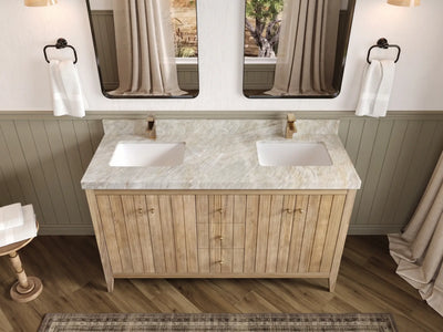 Atlanta Teak Wood 60 in. W x 22 in. D Double Sink Bathroom Vanity