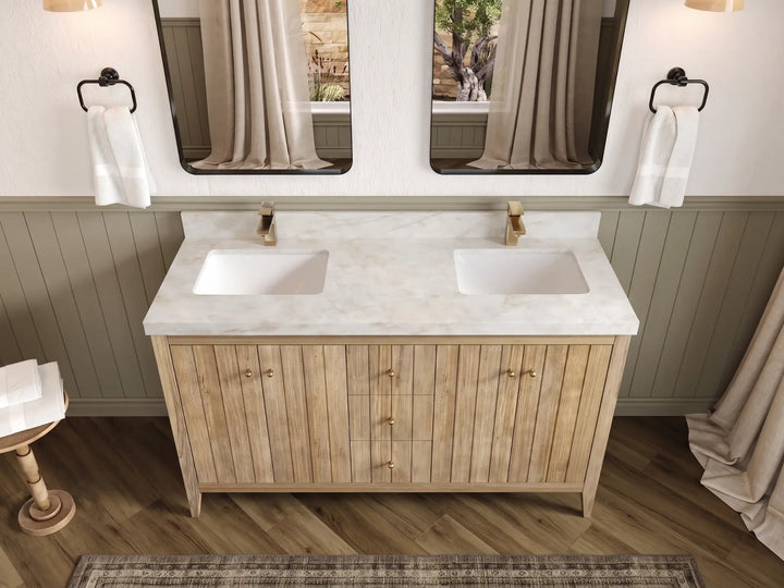 Atlanta Teak Wood 60 in. W x 22 in. D Double Sink Bathroom Vanity - photo 53