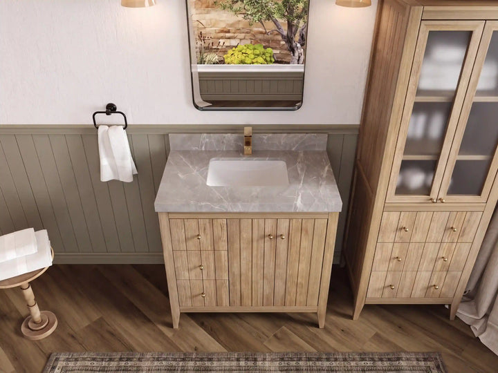 Atlanta Teak Wood 36 in. W x 22 in. D Center Sink Bathroom Vanity - photo 55