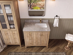 Atlanta Teak Wood 36 in. W x 22 in. D Right Offset Sink Bathroom Vanity - photo 47
