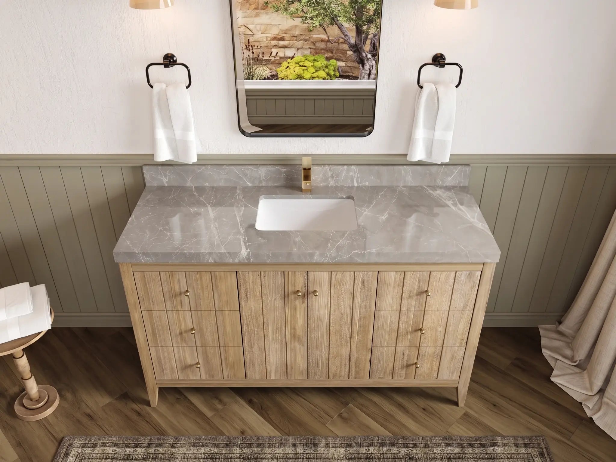 Atlanta Teak Wood 60 in. W x 22 in. D Single Sink Bathroom Vanity