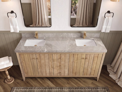 Atlanta Teak Wood 72 in. W x 22 in. D Double Sink Bathroom Vanity