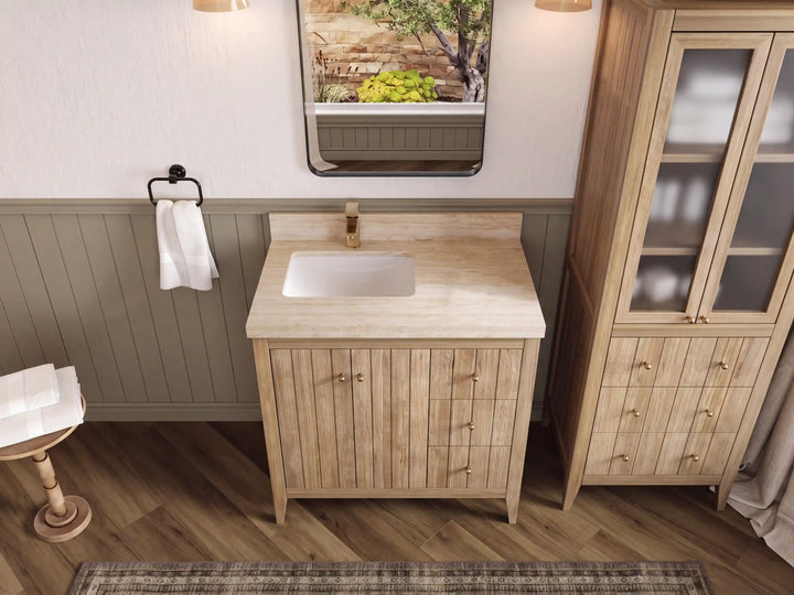 Atlanta Teak Wood 36 in. W x 22 in. D Left Offset Sink Bathroom Vanity - photo 53