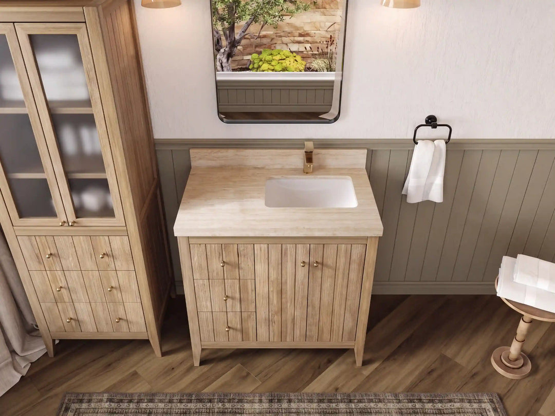 Atlanta Teak Wood 36 in. W x 22 in. D Right Offset Sink Bathroom Vanity | 
              
                Light Gray Washed
                
                  
             - ATL_TK_LGW_WHQZ_36R - photo №48