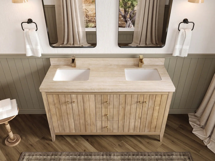 Atlanta Teak Wood 60 in. W x 22 in. D Double Sink Bathroom Vanity - photo 60