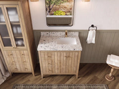 Atlanta Teak Wood 36 in. W x 22 in. D Right Offset Sink Bathroom Vanity - photo 49
