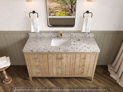 Atlanta Teak Wood 60 in. W x 22 in. D Single Sink Bathroom Vanity