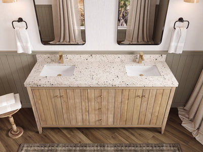 Atlanta Teak Wood 72 in. W x 22 in. D Double Sink Bathroom Vanity