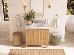 Atlanta 36 in. W x 22 in. D Teak Wood Center Sink Bathroom Vanity - photo 11