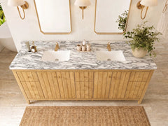 Atlanta Teak Wood 84 in. W x 22 in. D Double Sink Bathroom Vanity - photo 8