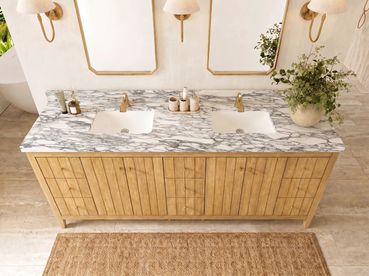 Atlanta Teak Wood 84 in. W x 22 in. D Double Sink Bathroom Vanity - photo 8