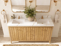 Atlanta Teak Wood 60 in. W x 22 in. D Double Sink Bathroom Vanity - photo 15
