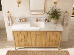 Atlanta Teak Wood 60 in. W x 22 in. D Single Sink Bathroom Vanity - photo 12