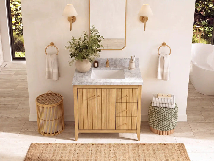 Atlanta 36 in. W x 22 in. D Teak Wood Center Sink Bathroom Vanity - photo 19