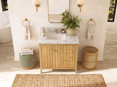 Atlanta Teak Wood 36 in. W x 22 in. D Left Offset Sink Bathroom Vanity - photo 11