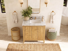 Atlanta Teak Wood 36 in. W x 22 in. D Right Offset Sink Bathroom Vanity - photo 13