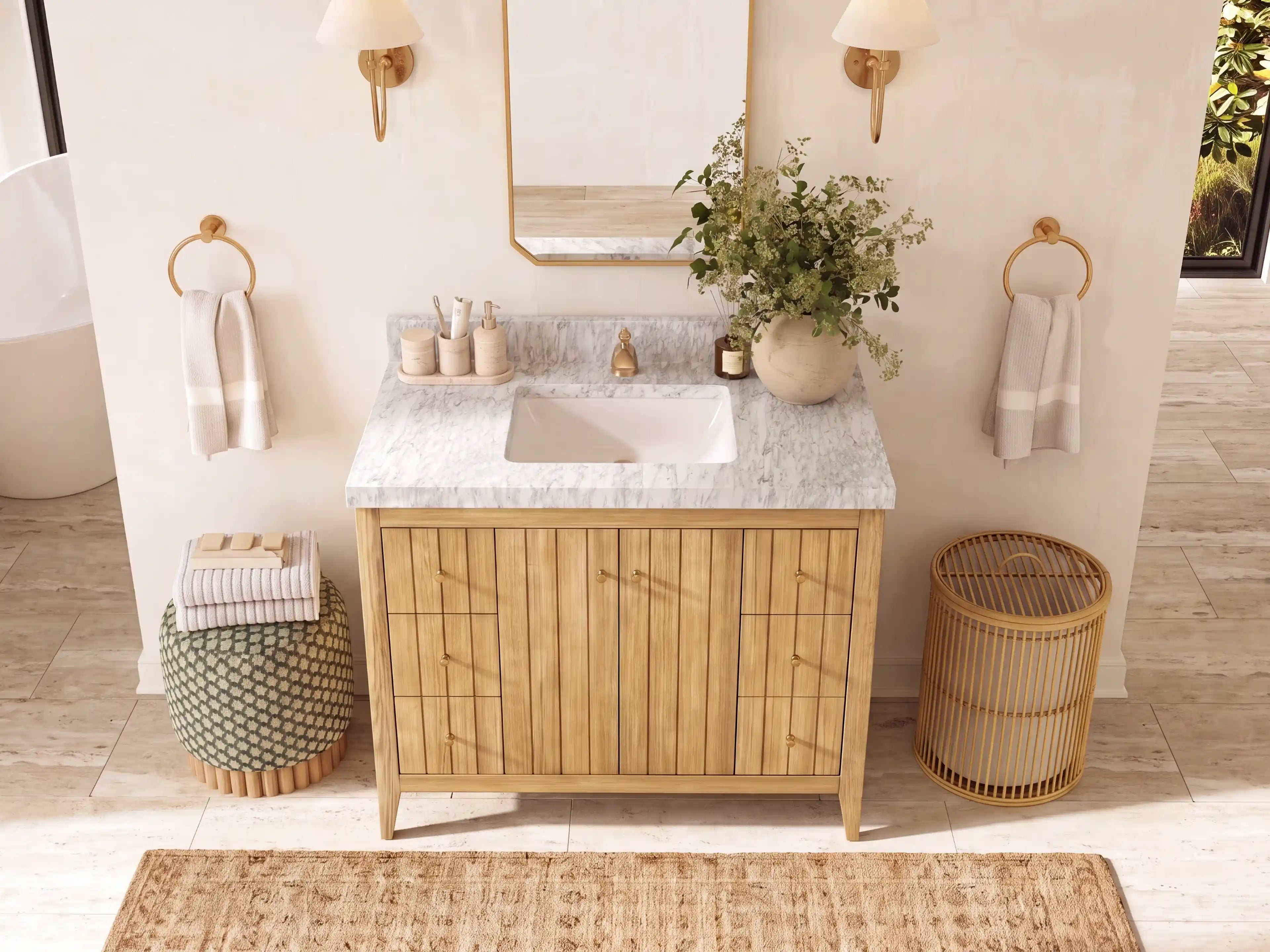 Atlanta Teak Wood 42 in. W x 22 in. D Single Sink Bathroom Vanity