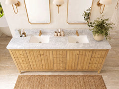 Atlanta Teak Wood 84 in. W x 22 in. D Double Sink Bathroom Vanity - photo 10