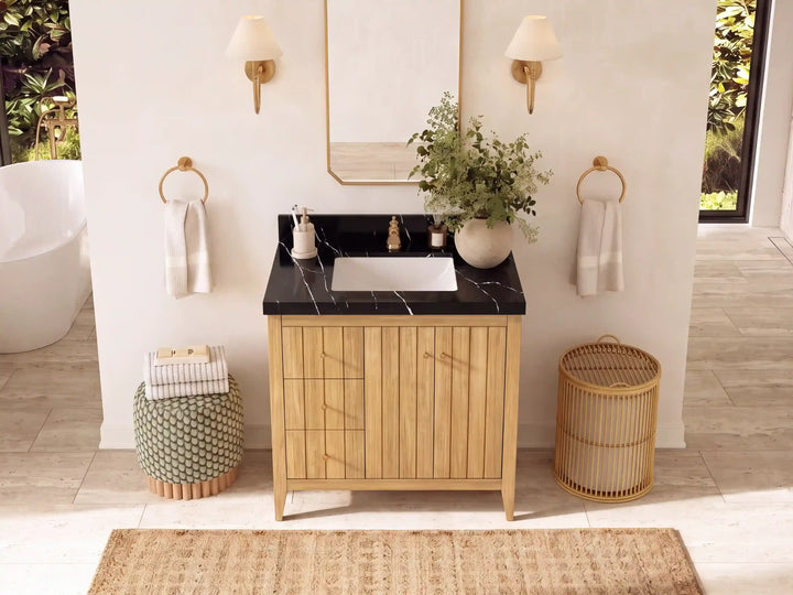 Atlanta Teak Wood 36 in. W x 22 in. D Center Sink Bathroom Vanity - photo 23