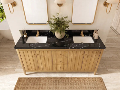 Atlanta Teak Wood 72 in. W x 22 in. D Double Sink Bathroom Vanity