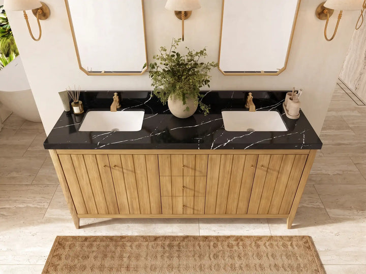 Atlanta Teak Wood 72 in. W x 22 in. D Double Sink Bathroom Vanity - photo 17