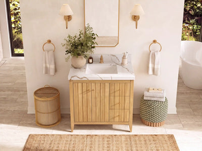 Atlanta 36 in. W x 22 in. D Teak Wood Center Sink Bathroom Vanity