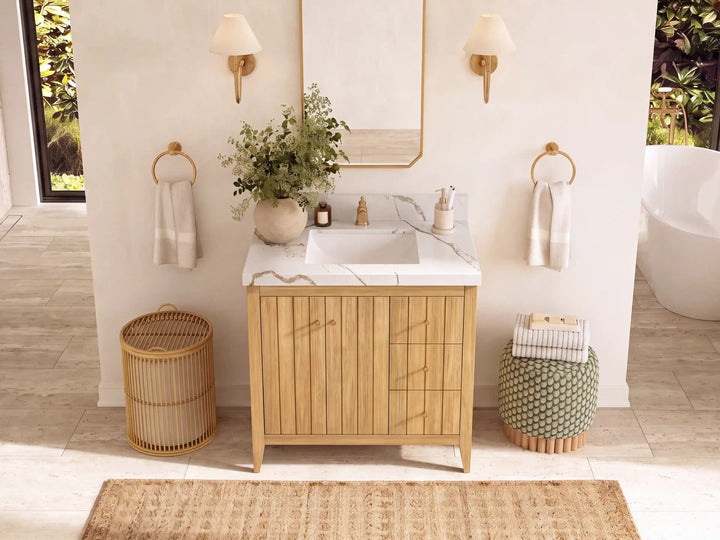 Atlanta 36 in. W x 22 in. D Teak Wood Center Sink Bathroom Vanity - photo 14