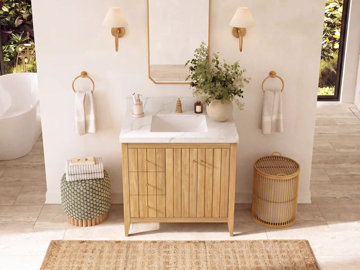 Atlanta Teak Wood 36 in. W x 22 in. D Center Sink Bathroom Vanity - photo 24