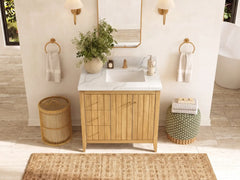 Atlanta Teak Wood 36 in. W x 22 in. D Right Offset Sink Bathroom Vanity - photo 17