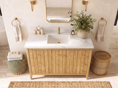 Atlanta Teak Wood 48 in. W x 22 in. D Single Sink Bathroom Vanity