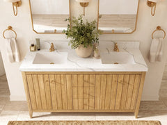Atlanta Teak Wood 60 in. W x 22 in. D Double Sink Bathroom Vanity - photo 19