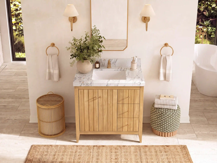 Atlanta 36 in. W x 22 in. D Teak Wood Center Sink Bathroom Vanity - photo 17