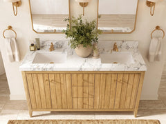 Atlanta Teak Wood 60 in. W x 22 in. D Double Sink Bathroom Vanity - photo 21