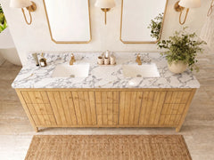 Atlanta Teak Wood 84 in. W x 22 in. D Double Sink Bathroom Vanity - photo 16