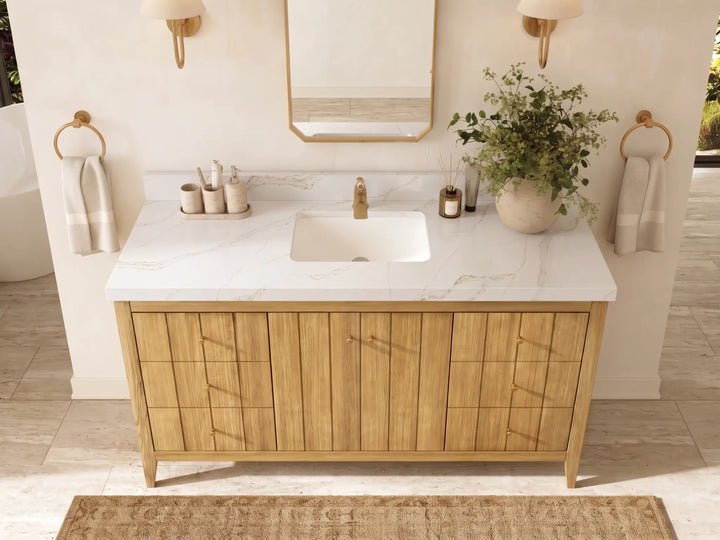 Atlanta Teak Wood 60 in. W x 22 in. D Single Sink Bathroom Vanity - photo 20