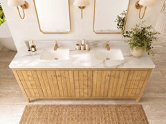Atlanta Teak Wood 84 in. W x 22 in. D Double Sink Bathroom Vanity - photo 17