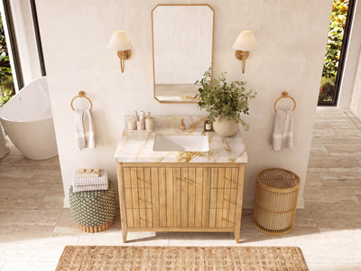 Atlanta Teak Wood 42 in. W x 22 in. D Single Sink Bathroom Vanity