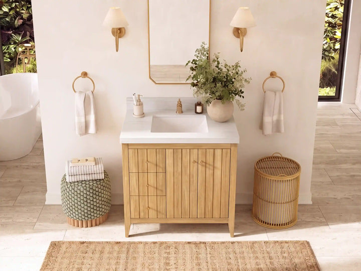 Atlanta Teak Wood 36 in. W x 22 in. D Center Sink Bathroom Vanity - photo 29